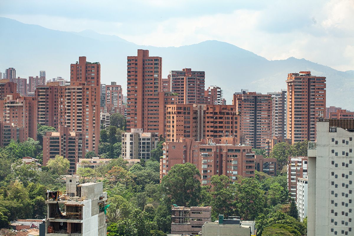 High-rise buildings in the upscale El Poblado neighborhood.