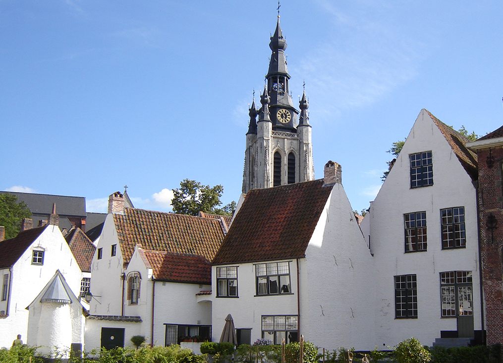 Beguinage, and church of Saint Martin in Kortrijk, West Flanders, Belgium.