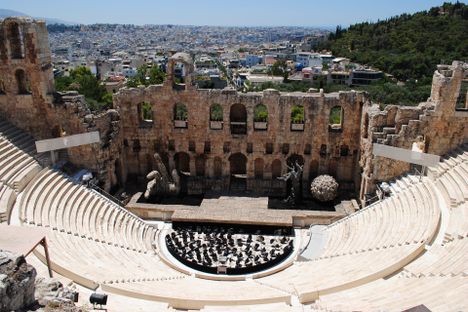 The Odeon of Herodes Atticus at the Acropolis of Athens.