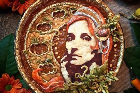 A "self-pietrait" of pie artist, Jessica Leigh Clark-Bojin. 