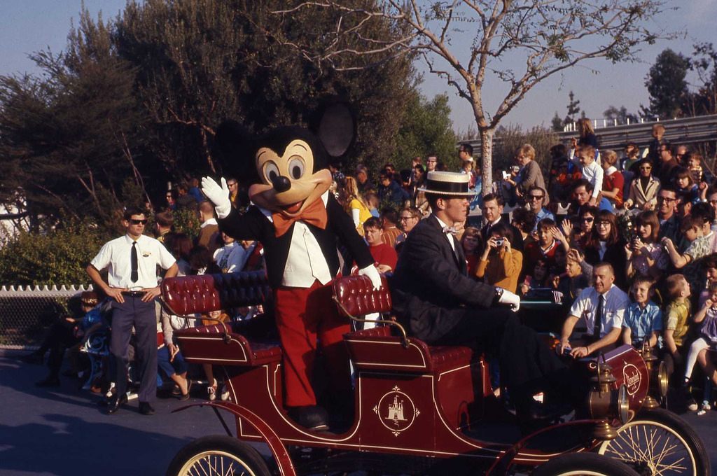 Disneyland in 1969, when there was an employee dress code that stipulated no mustaches, beards, or long hair.