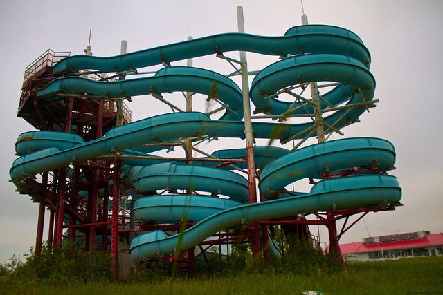 Abandoned water slide in Lockport, Manitoba