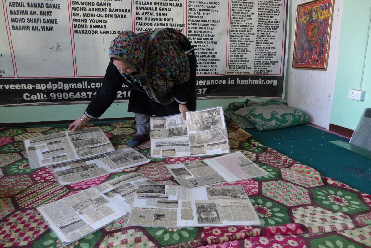 Ahangar collected newspaper clippings from <em>Alsafa</em> to find other families who had lost loved ones.