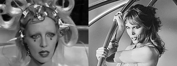 Left, Italian singer Patty Pravo on <em>Stryx</em> and right, Amanda Lear.