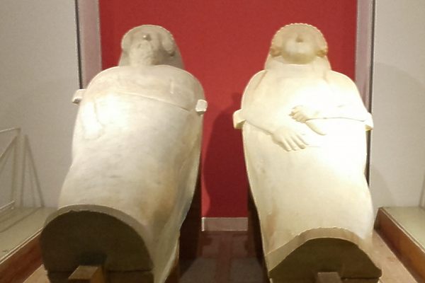 Display of the sarcophagi in the Museum of Cádiz.