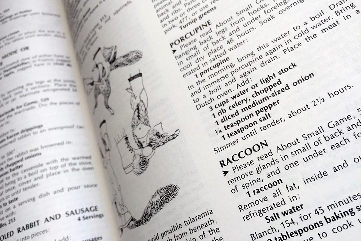 Instructions for preparing raccoon stew made it into multiple publications of Irma S. Rombauer's <em>The Joy of Cooking</em>, pictured here in the 1975 edition.