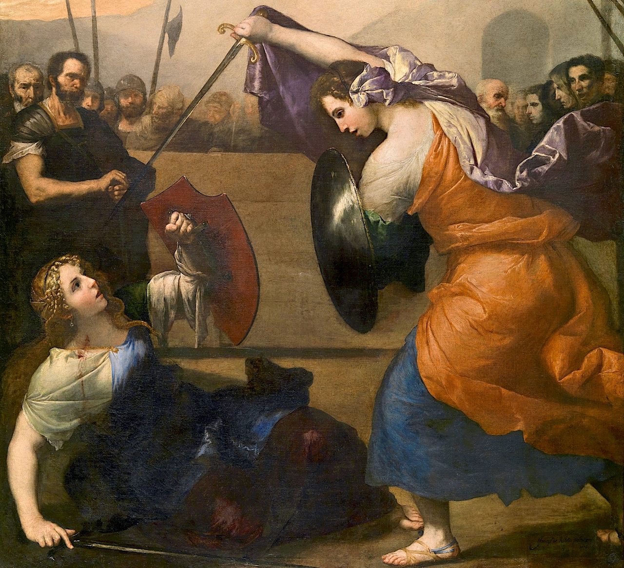 This 1636 painting by Spanish master Jose Ribera shows two Roman women locked in combat. 