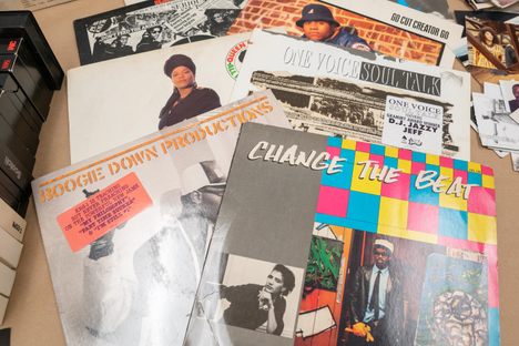 A small portion of the collection amassed by Braithwaite, who is pictured on the cover of 1982's "Change the Beat." 