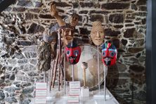 Display of masks made from various materials