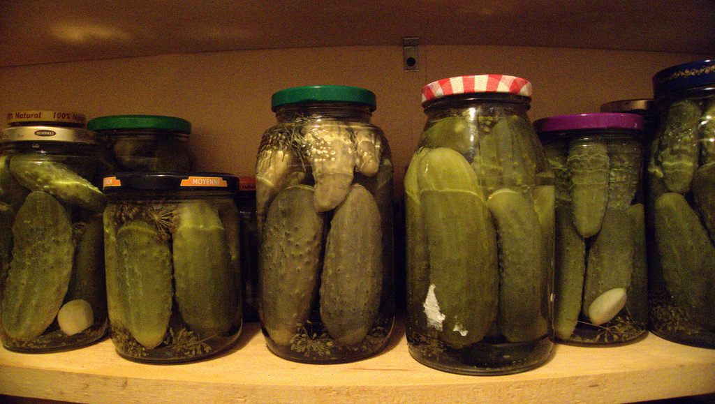 Jars of home-made pickles.