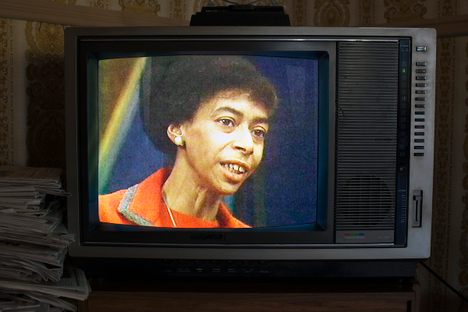 Marion Stokes pictured in a scene from Recorder: The Marion Stokes Project, a new documentary by Matt Wolf.
