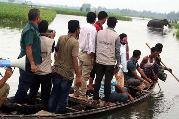 A team of experts has set out to rescue the stranded elephant.