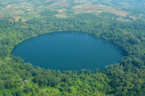 Aerial view of Yak Loum Lake, Cambodia.