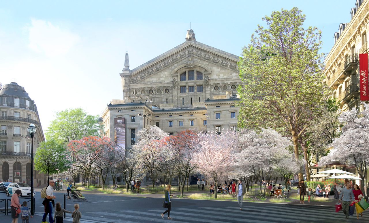 A rendering of the Palais Garnier shows what the opera house will look like when it's ensconced in a grove.