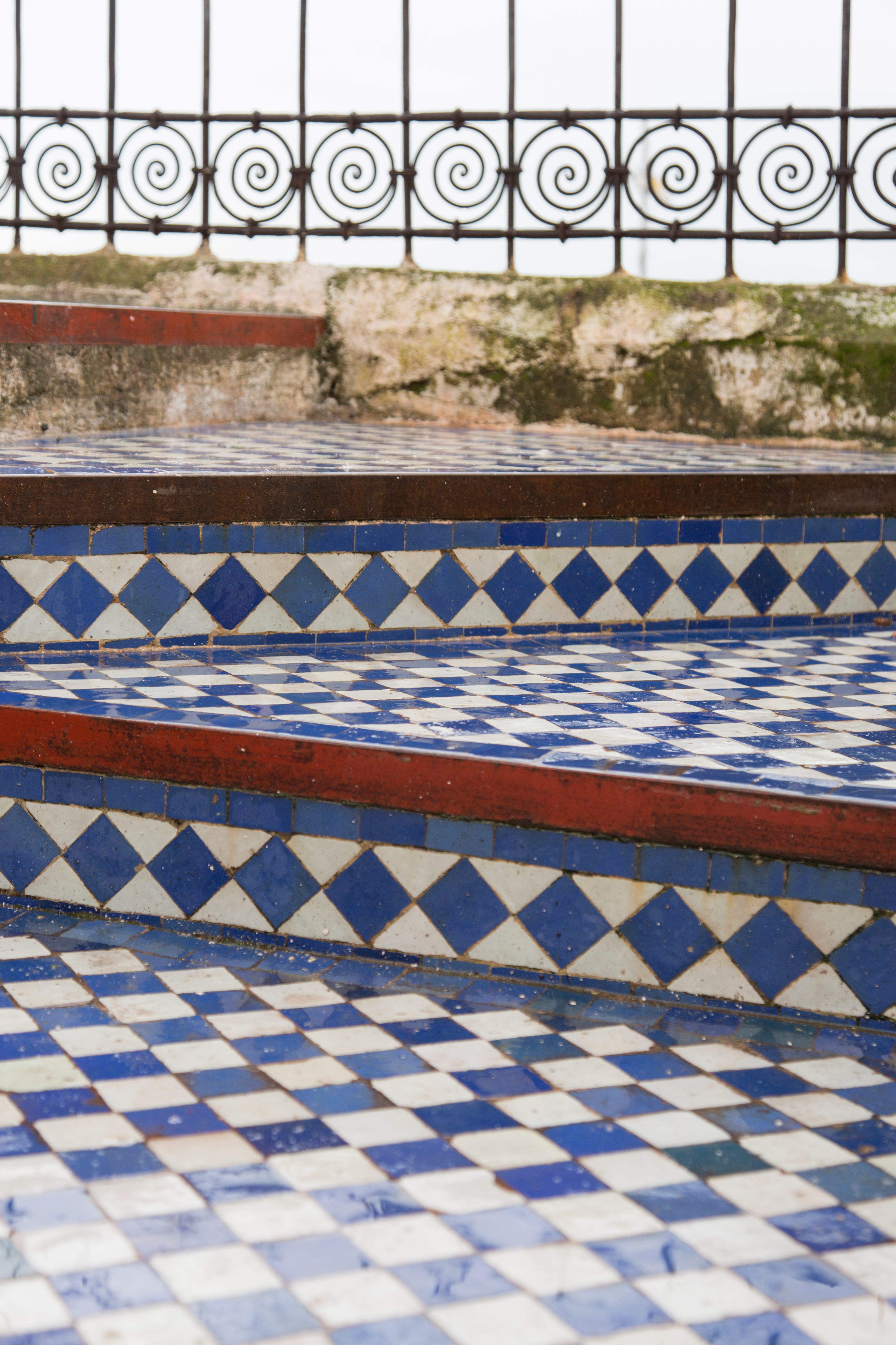 Vibrant blues can be found throughout Moroccan art, as in these tiles from a museum in Fez.
