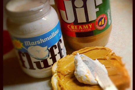 The making of a Fluffernutter.