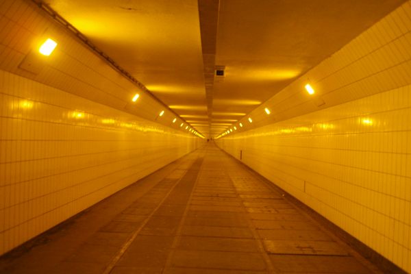 Inside the pedestrian tunnel.