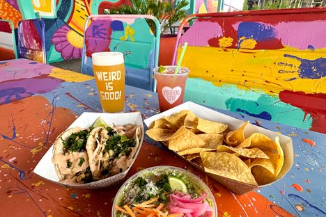 Local favorites include chicken tacos, guacamole, and the strawberry limeade.