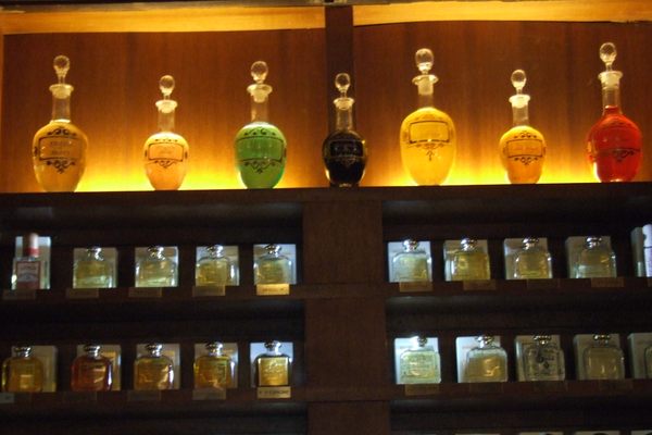 Apothecary jars in main room