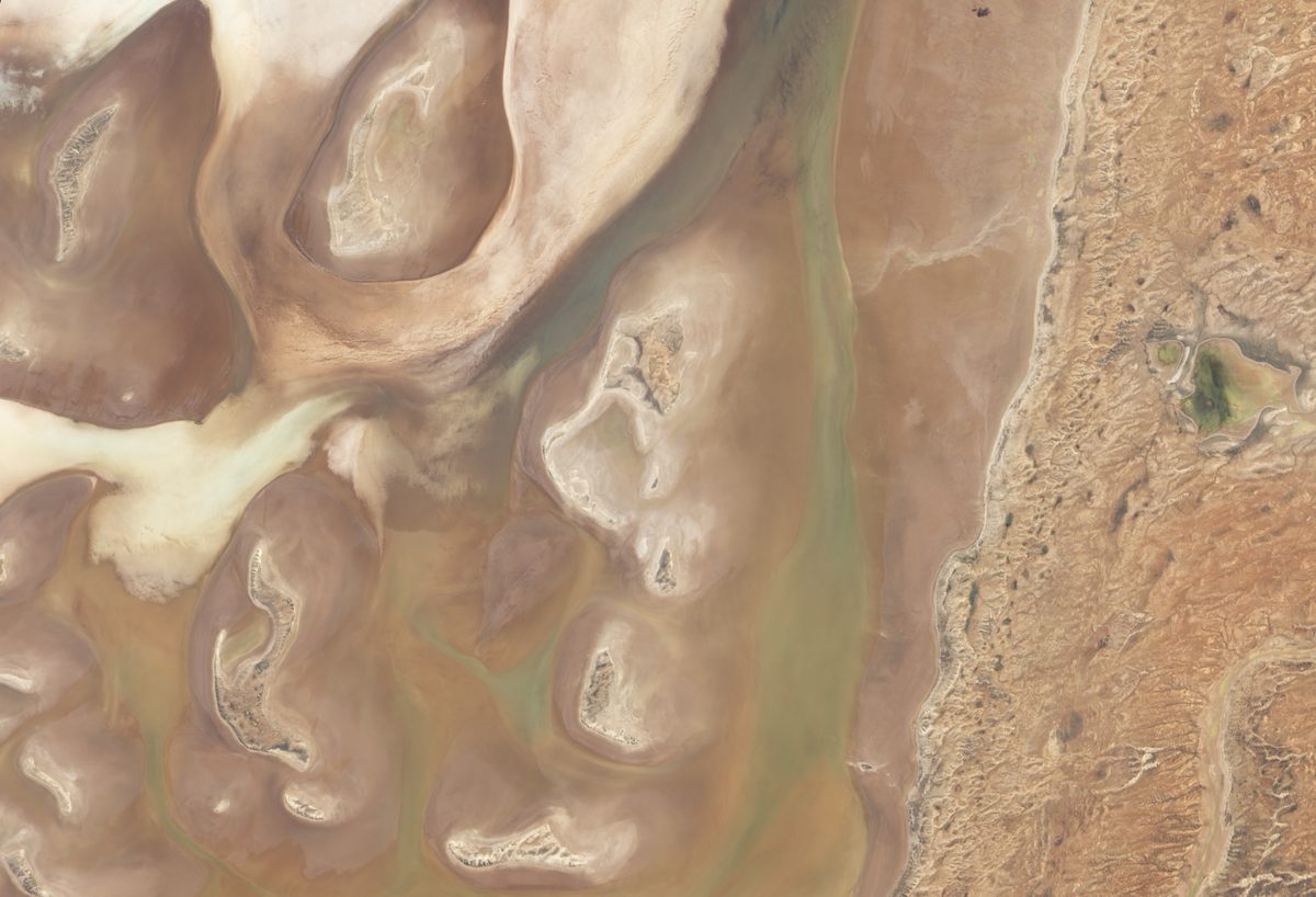 This 2010 image of watery Lake Frome was created by created by Jesse Allen and Robert Simmon, using EO-1 ALI data provided courtesy of the NASA EO-1 team and the United States Geological Survey.