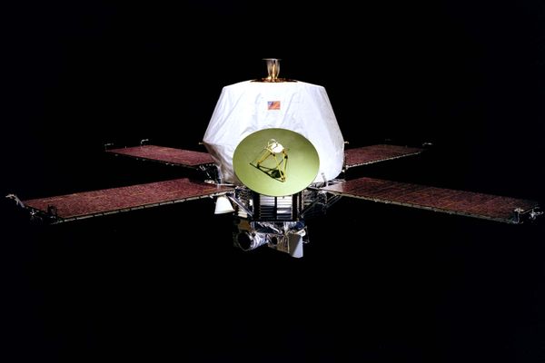 <em>Mariner 9</em>, which is still in orbit around Mars—for now. 