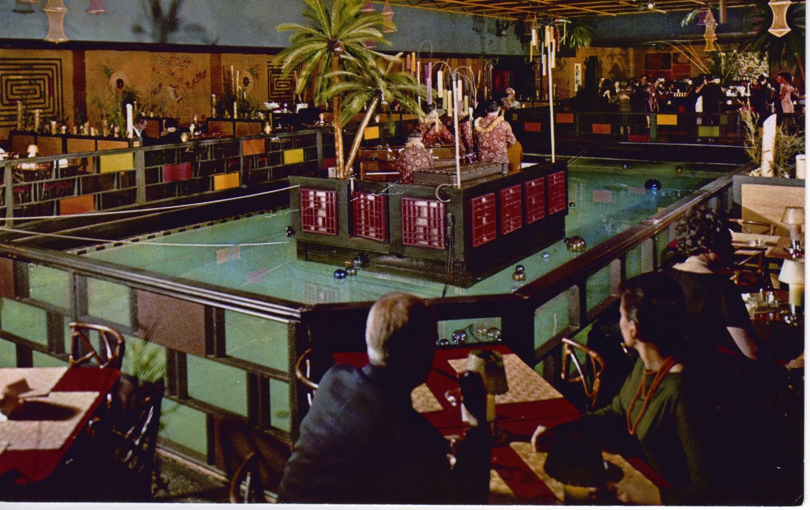 The Tonga Room pool, circa 1950s/60s.