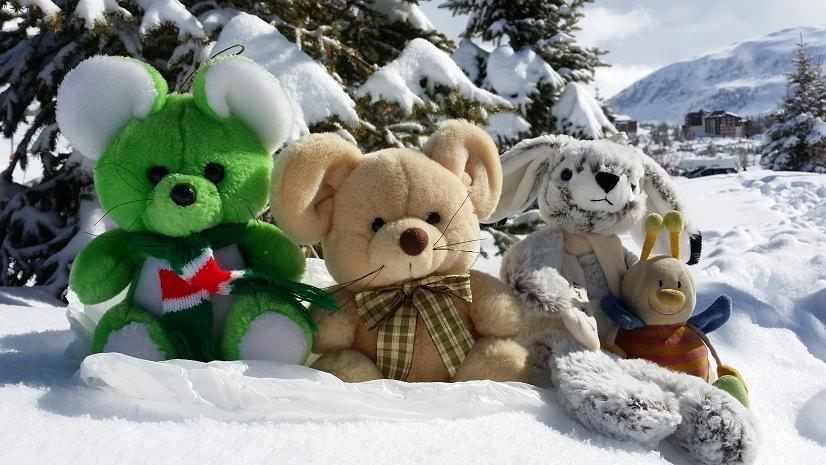 Stuffed toys in the French Alps. 