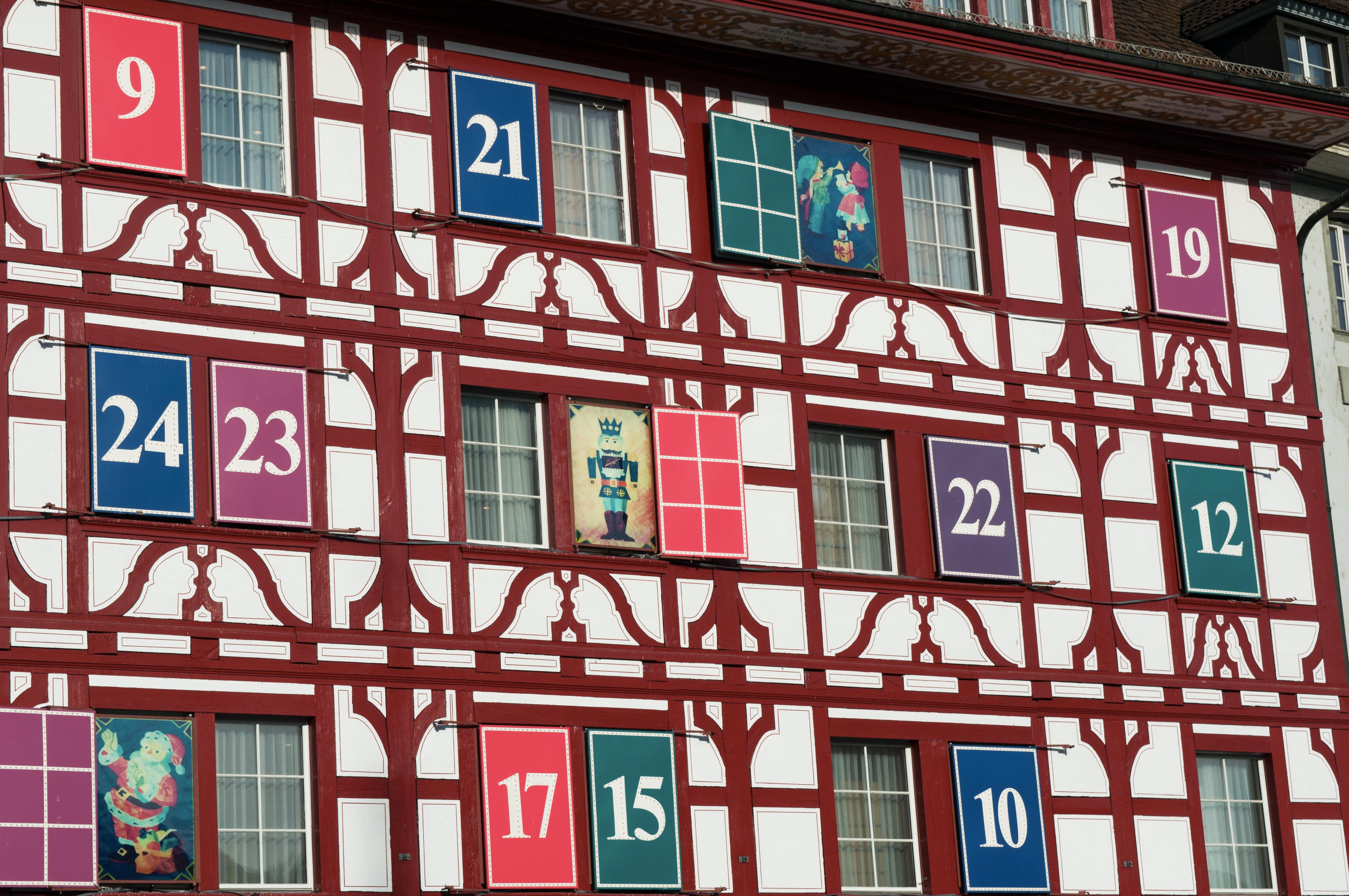 House decorated as an Advent calendar 