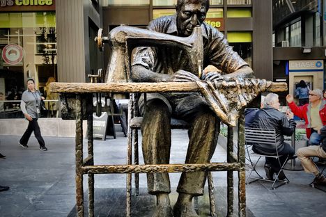Judith Weller's Bronze Garment Worker Statue 