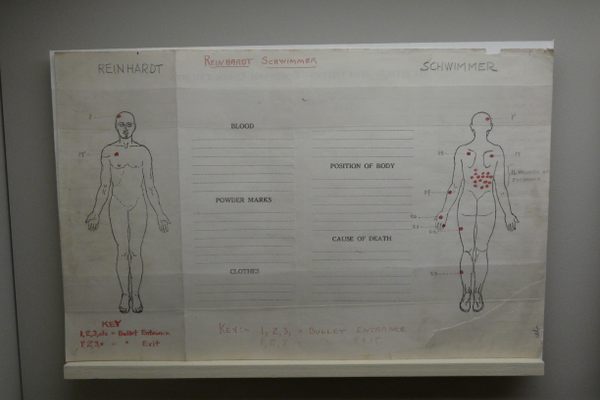Diagram of where Valentine’s Day Massacre shooting victims were hit on their bodies
