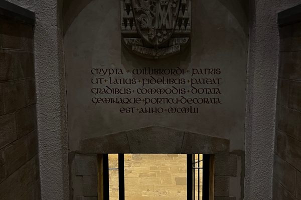 Entrance to the crypt, accessed from inside the Saint-Willibrord Basillica.