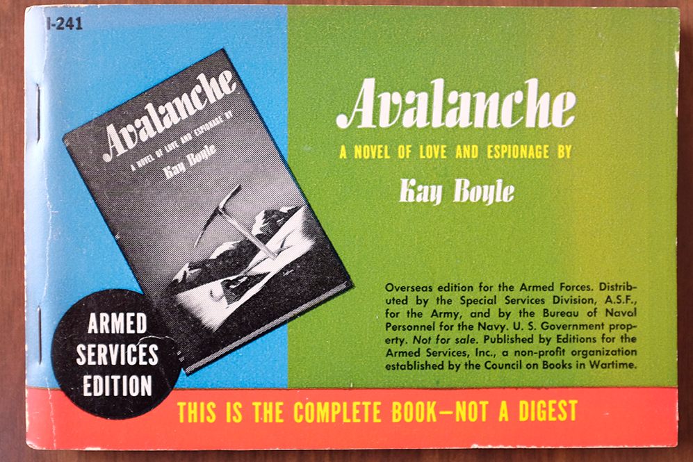 Spy thrillers, like Kay Boyle's <em>Avalanche,</em> were a popular ASE genre.