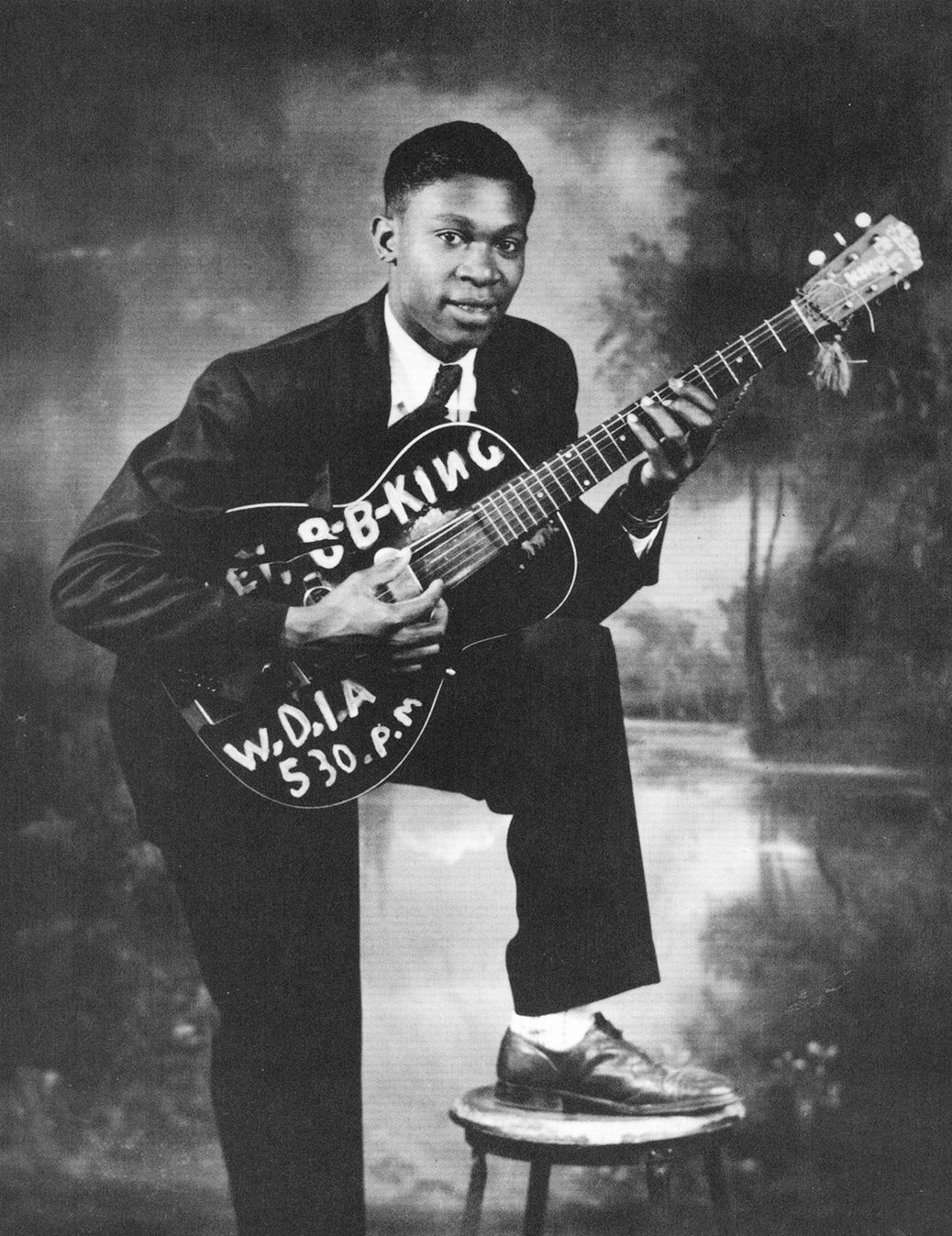 B.B. King in 1950, when he had a regular spot on WDIA.