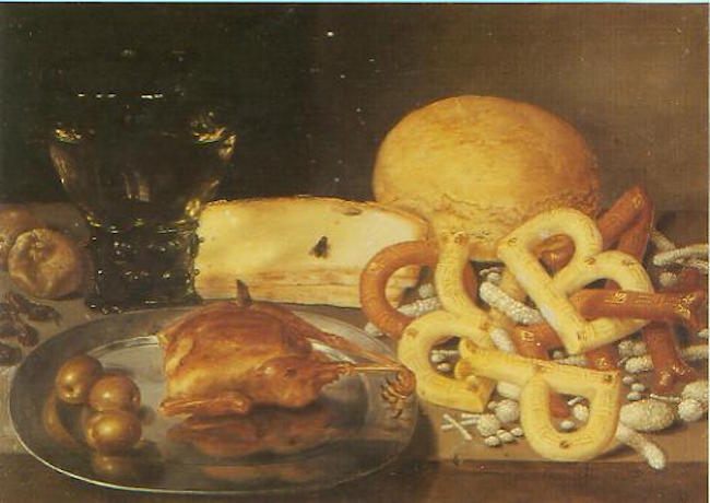 Peter Binoit's 17th-century still life featuring letter pastries.