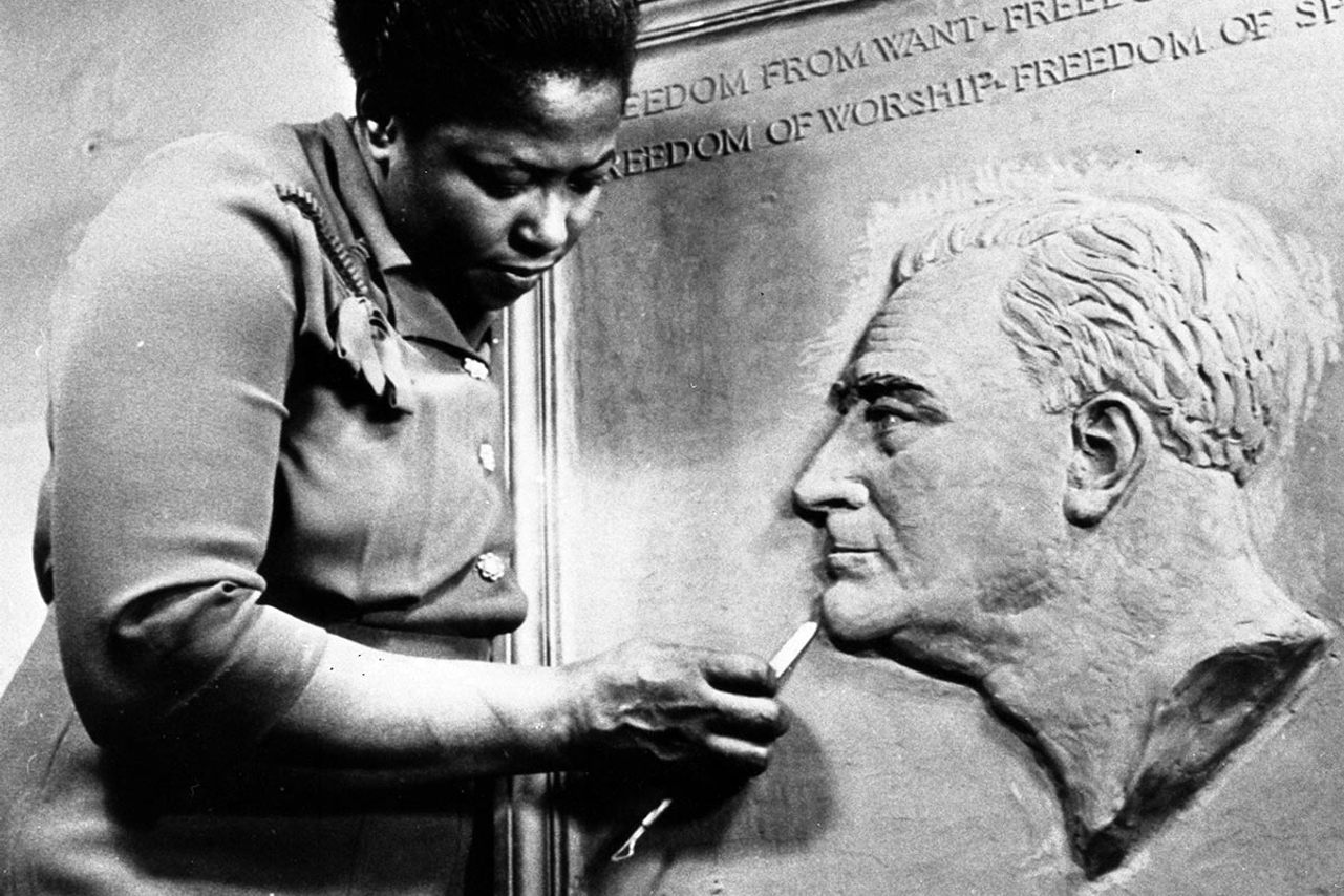 Selma Burke won a competition to create a relief sculpture of Franklin Delano Roosevelt in 1943.  