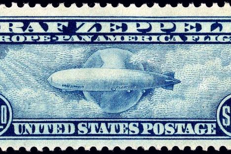 The rarest and most expensive of the 1930 Graf Zeppelin stamps.