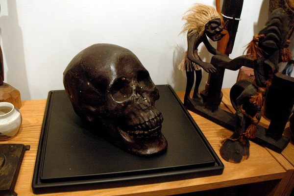 Black skull supposedly found hidden in the home of a local politico