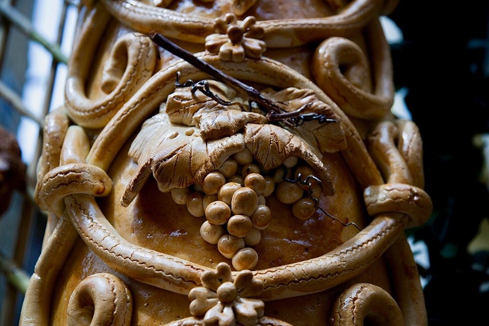 A close up of the motifs on the structures.