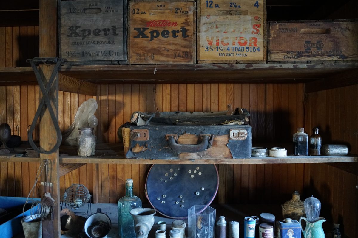 Cerro Gordo's last inhabitants left the boxes of shot shells behind, among a bunch of other artfully weathered stuff.