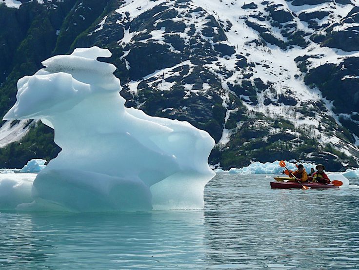 Kayaking around sea ice