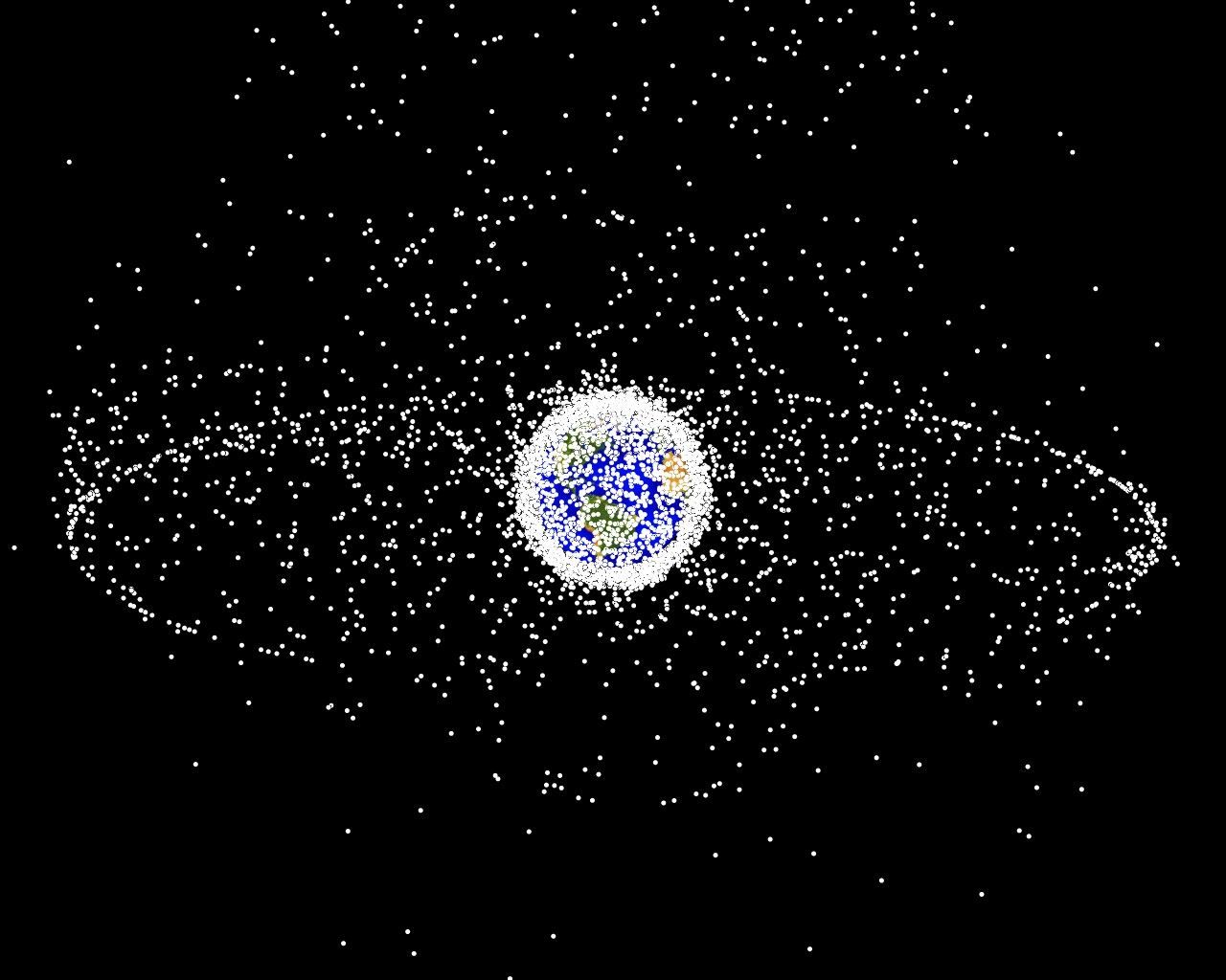 Up to 95 percent of the dots in this image are orbital debris—not functional satellites.