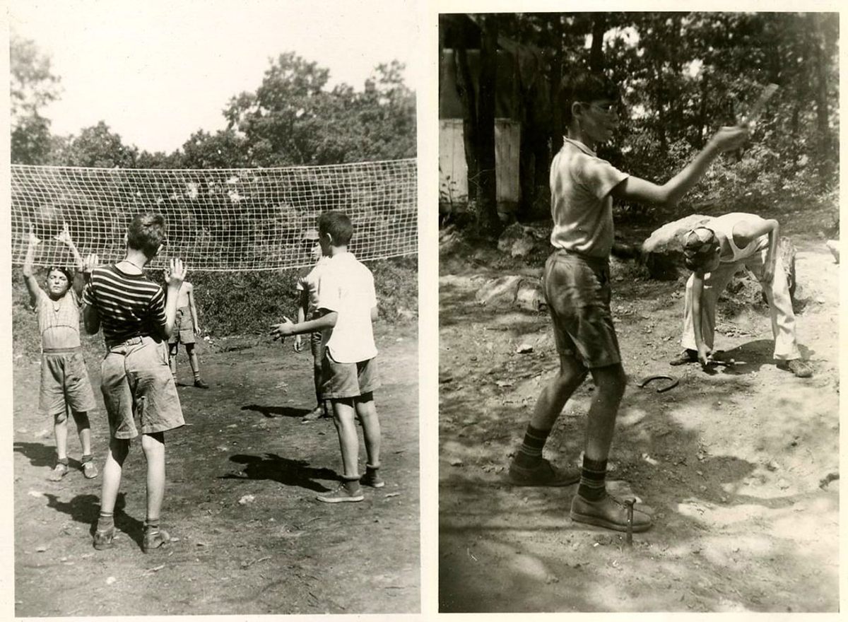 Volleyball and horseshoes at Hecht House Pioneer Camp c. 1939.