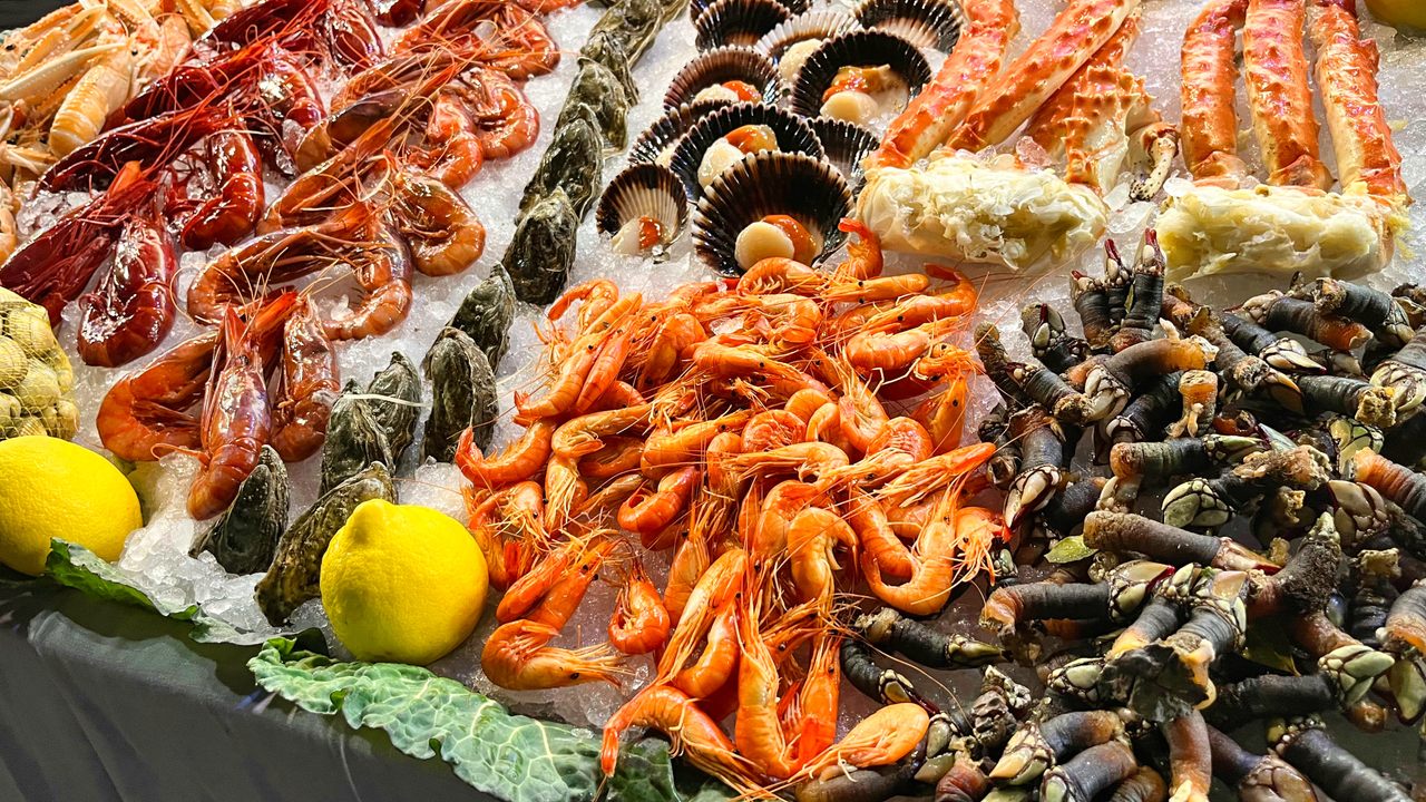 Seafood at a market in Barcelona