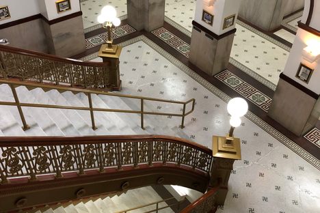 The entire second floor features this eye-catching symbol.