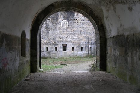 Corridor to one of the yards.