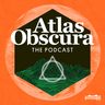 Atlas Obscura podcast logo depicting a green globe, distant mountains and tropical leaves around the edge.