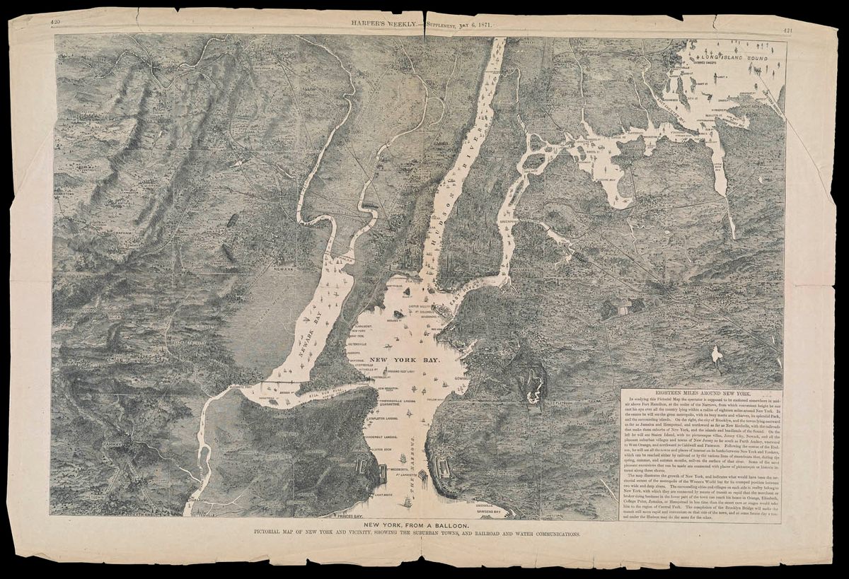 "New York, From a Balloon," from an 1871 issue of Harper's Weekly.