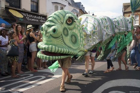 Papier mâché sea dragons by the artists at Total Pap.