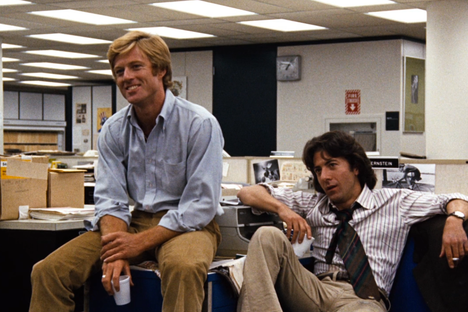 Robert Redford and Dustin Hoffman in "All The President's Men". 