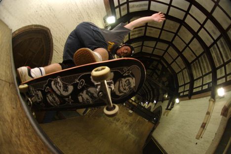 A skater on one of Skaterham's ramps 
